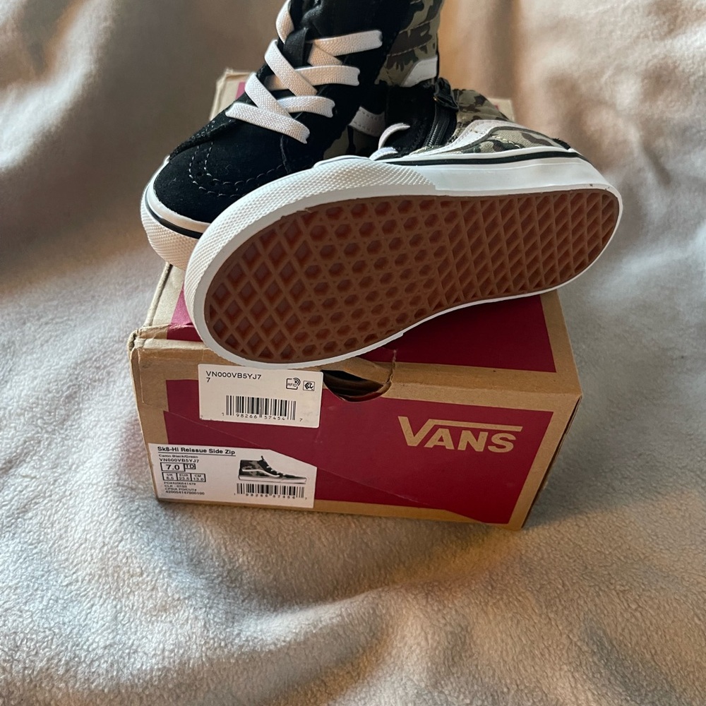 Vans Kids Black & White High-Top Skate Sneakers